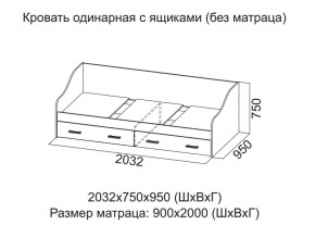 Кровать одинарная с ящиками (Без матраца 0,9*2,0) в Верхней Туре - verhnyaya-tura.magazin-mebel74.ru | фото