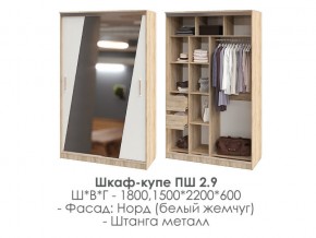 шкаф-купе ПШ-2.9 1500 Норд Белый жемчуг 1500 в Верхней Туре - verhnyaya-tura.magazin-mebel74.ru | фото